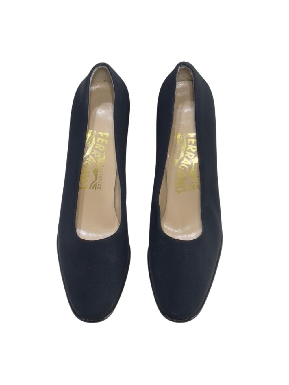 Salvatore Ferragamo Black Suede Block Heel Pumps Womens Size 6AA Classy Made In - Picture 3 of 14